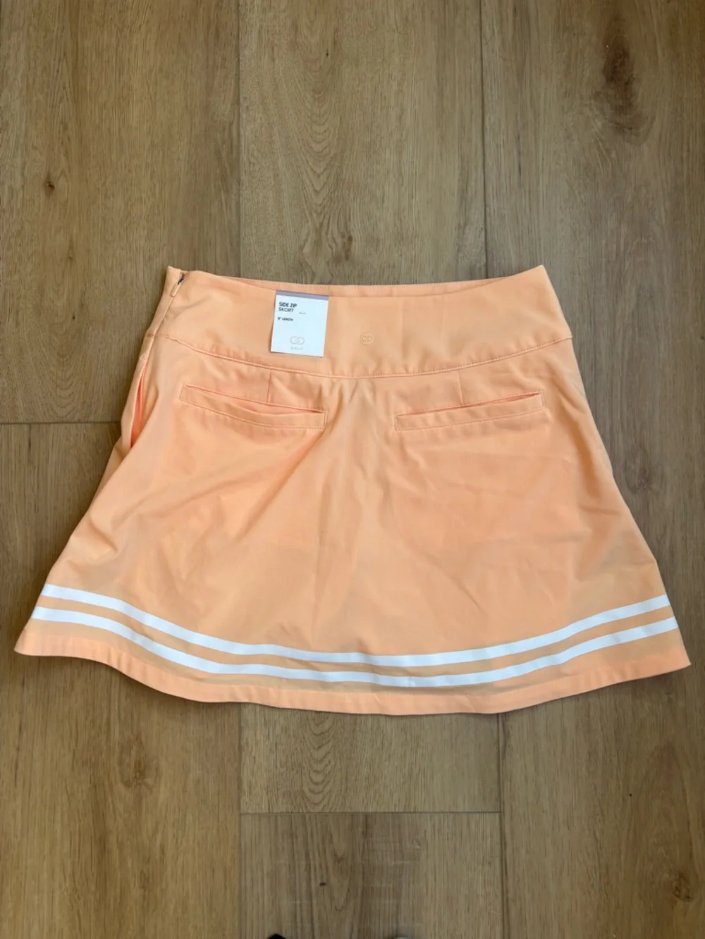 Calia Peach Tennis Side Zip Skort with White Stripes High Waisted Size 4